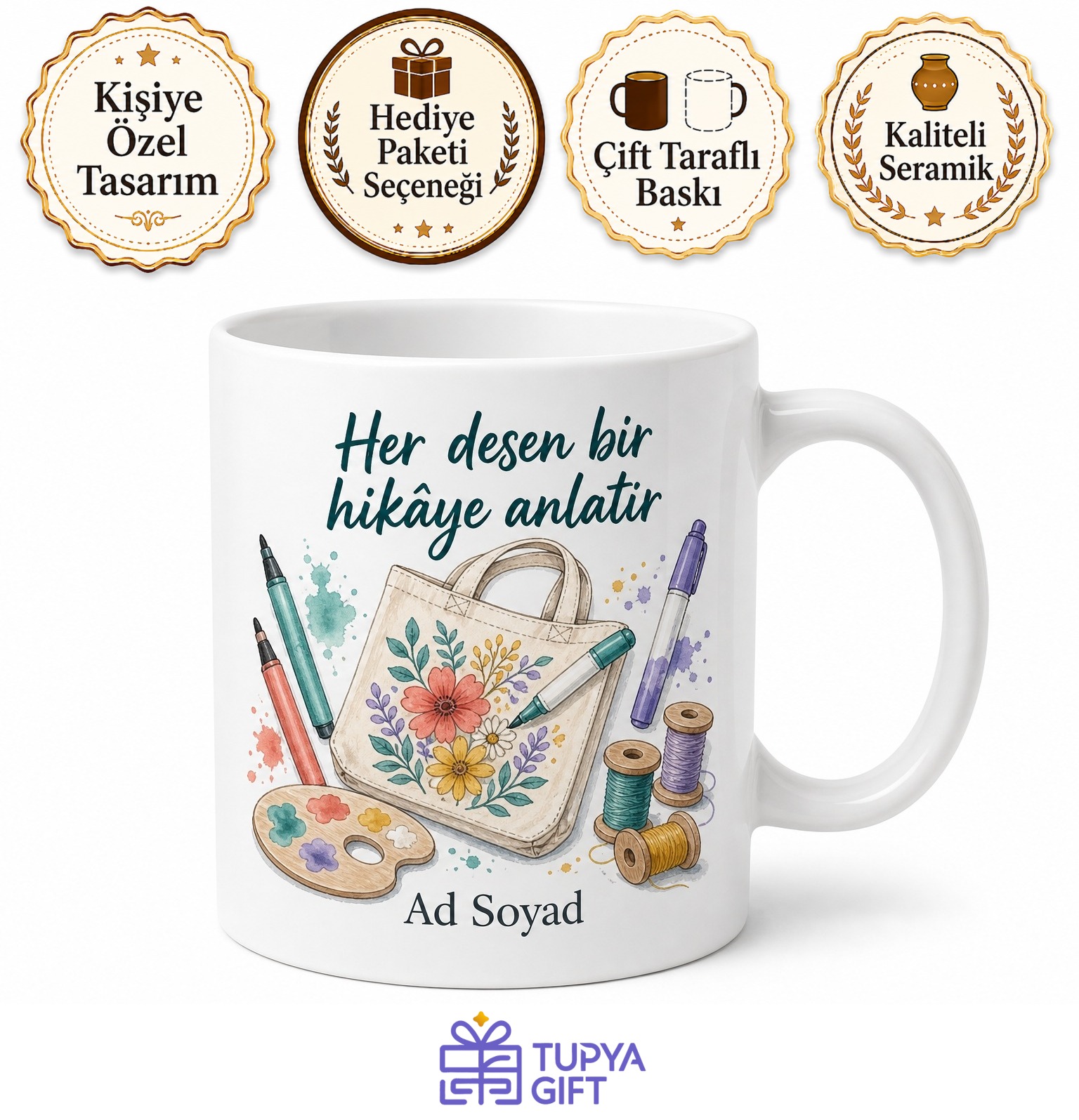 Kumaş Boyama Bez Çanta Tasarımı Kumaş Kalemi Kendin Yap Moda Kupa Hediye Bardak