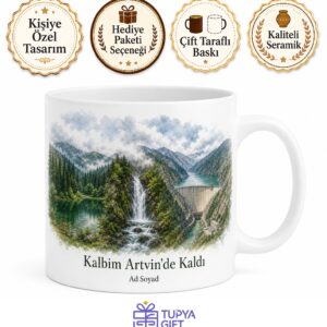 Artvin Karagöl Mençuna Şelalesi Deriner Barajı Karadeniz Doğası Baskılı Porselen Kupa Hediye