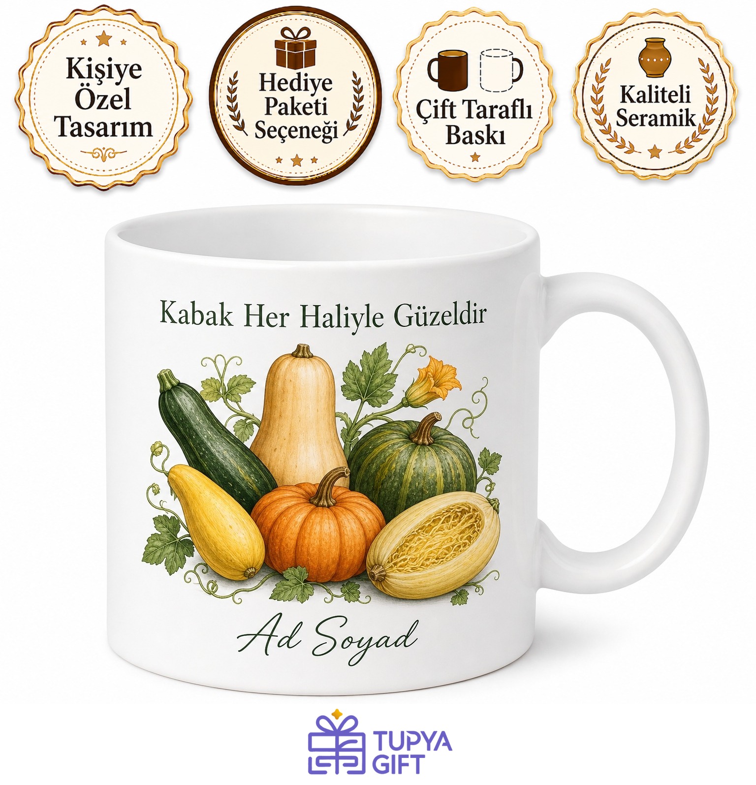 Kabak Kullananlara Sakız Kabağı Bal Kabağı Mücverlik Kabak Yaz Kabağı Kupa Bardak Hediye