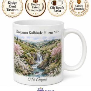Konya Hadim Yerköprü Şelalesi Kiraz Festivali Doğa Harikası Baskılı Porselen Kupa Hediye Bardak