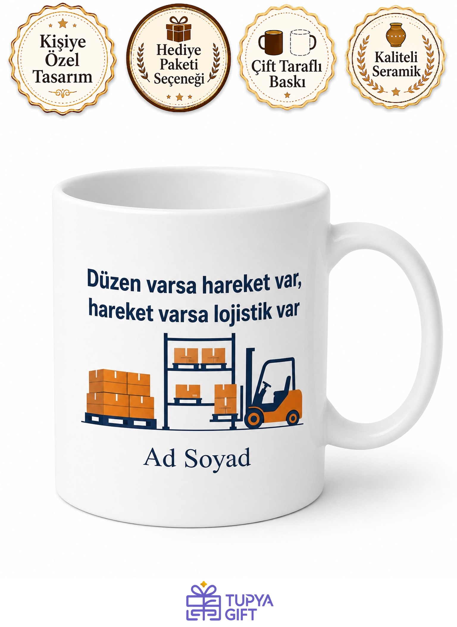 Lojistik Depo Görevlisine Hediye Sayım İstifleme Palet Taşıma Depo Lojistiği Kupa Bardak
