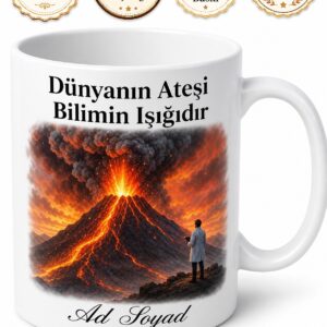 Volkan Bilimcisine Aktif Yanardağ Kül Bulutu Magma Akıntısı Yanardağ Gözlemi Hediye Kupa Bardak
