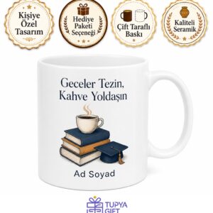 Tez Yazarken Sabahlayan Yüksek Lisans Öğrencisi Kahve Kupası Hediye Bardak