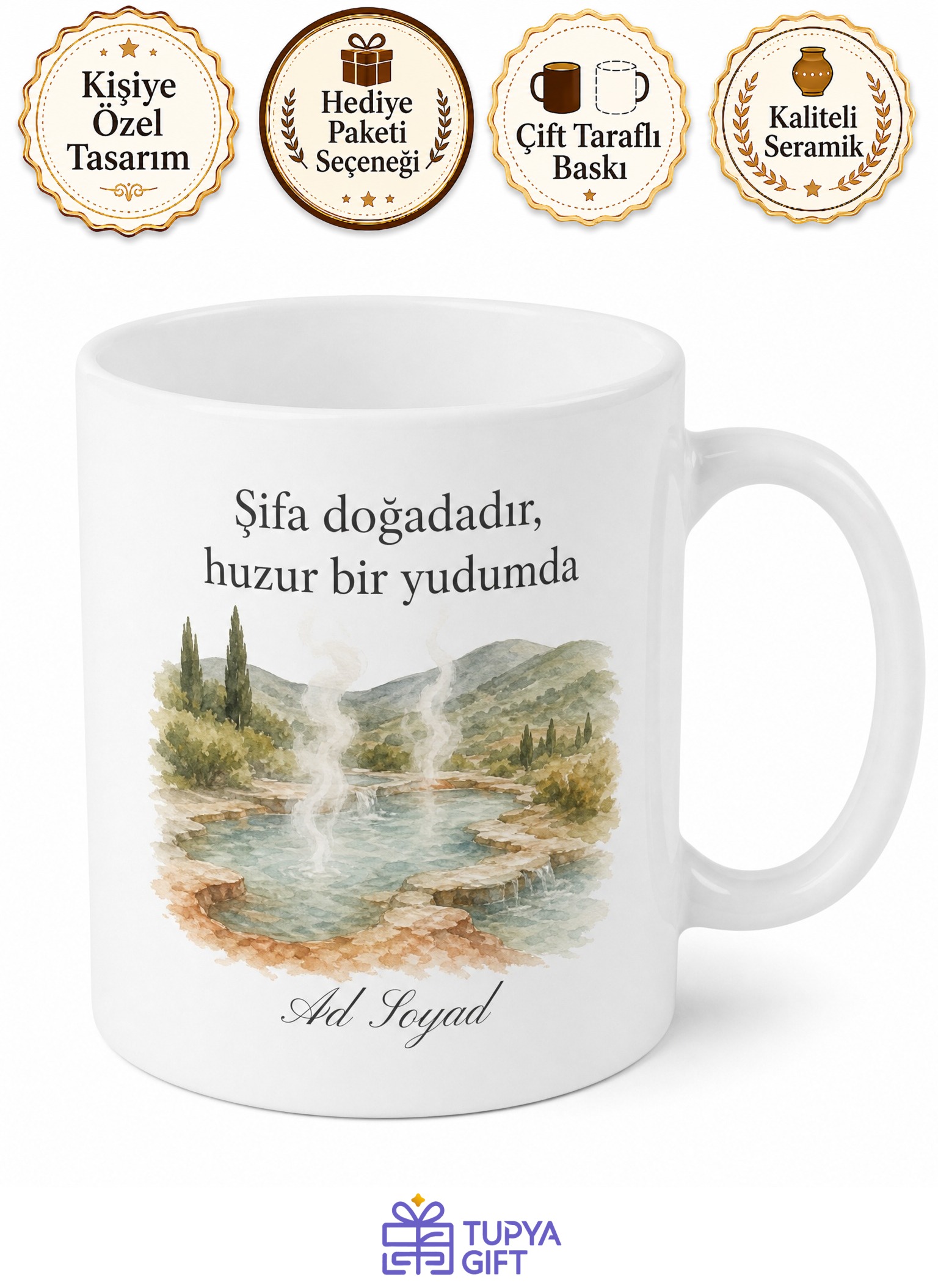 Amasya Hamamözü Kaplıcaları Şifa Merkezi Çay Kupası Hediye Bardak