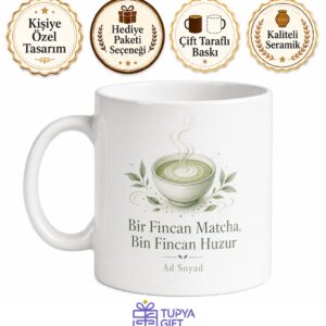 Matcha Latte İçenlere Özel Sütlü Yeşil Çay Kupa Bardak Hediye