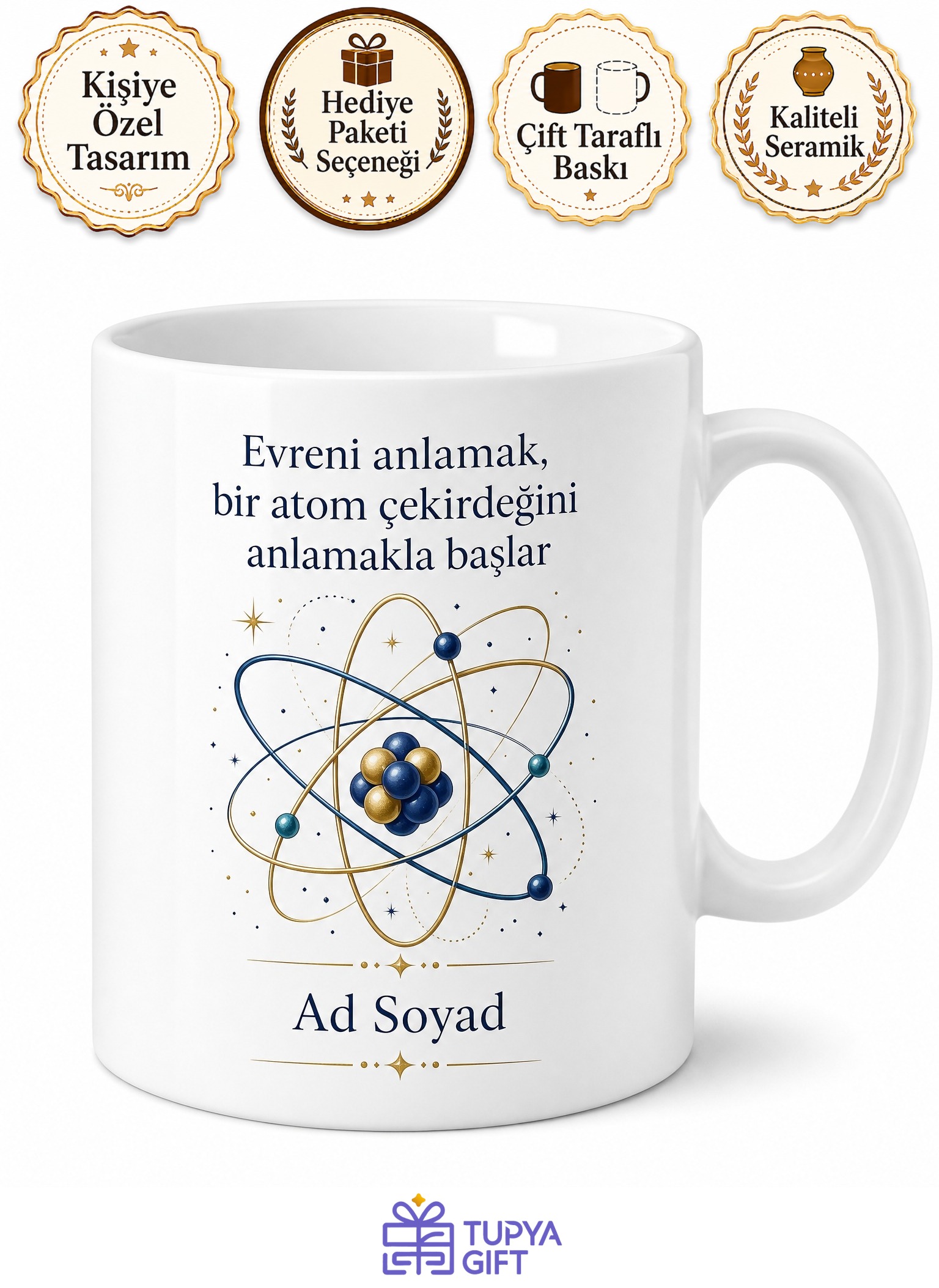 Nükleer Fizik Uzmanına Atom Çekirdeği Kuantum Teorisi Parçacık Baskılı Kupa Hediye