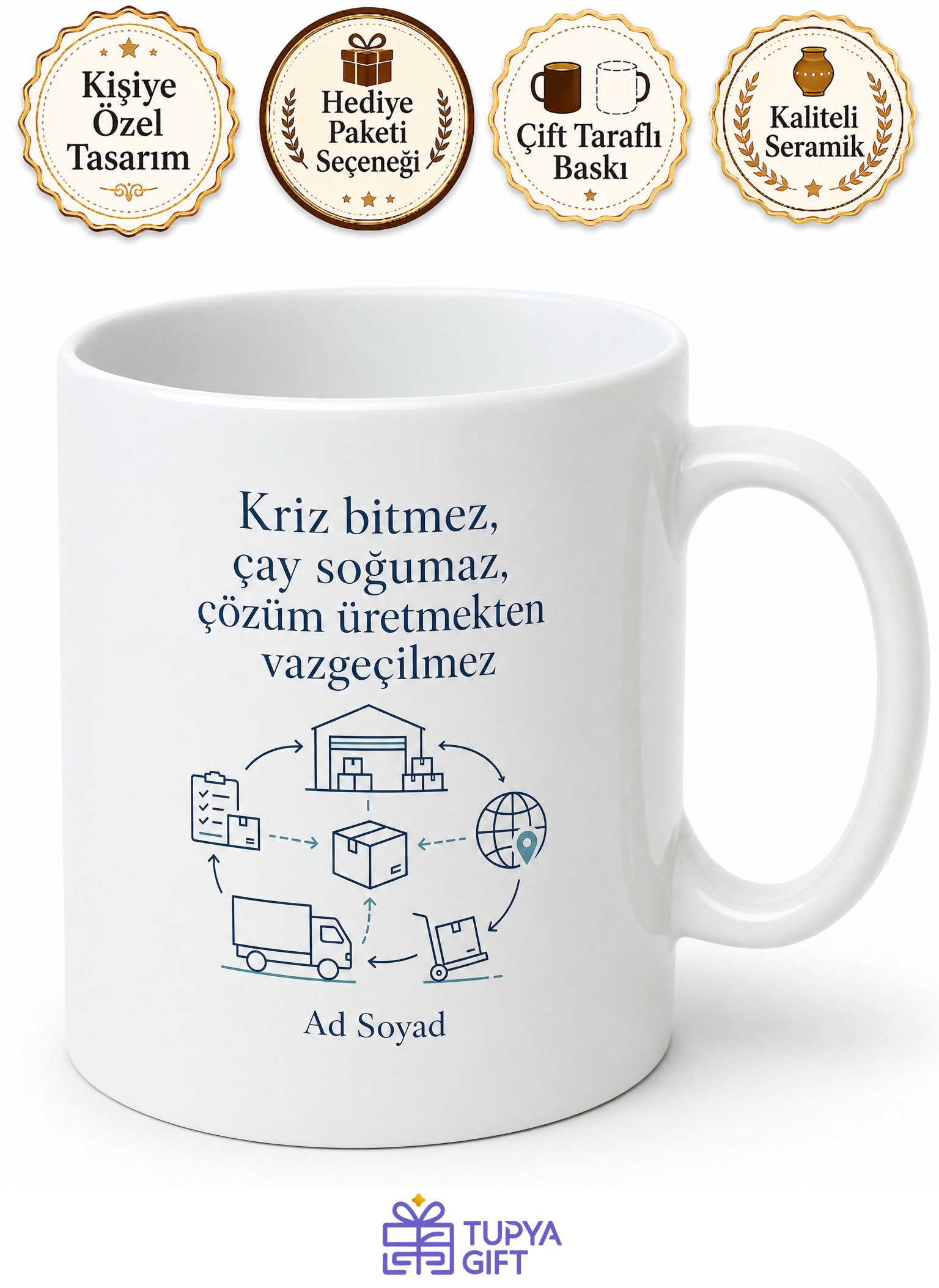 Tedarik Zinciri Yöneticisi Kriz Çözücü Çay Kupası Hediye Baskılı Kupa Bardak