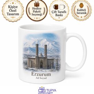 Erzurum Minareli Medrese Palandöken Kar Manzarası Kupa Bardak Hediye