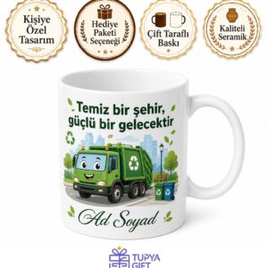Çöp Kamyonu Sürücüsüne Hediye Şehir Kahramanı Geri Dönüşüm Çevre Dostu Porselen Kupa Bardak