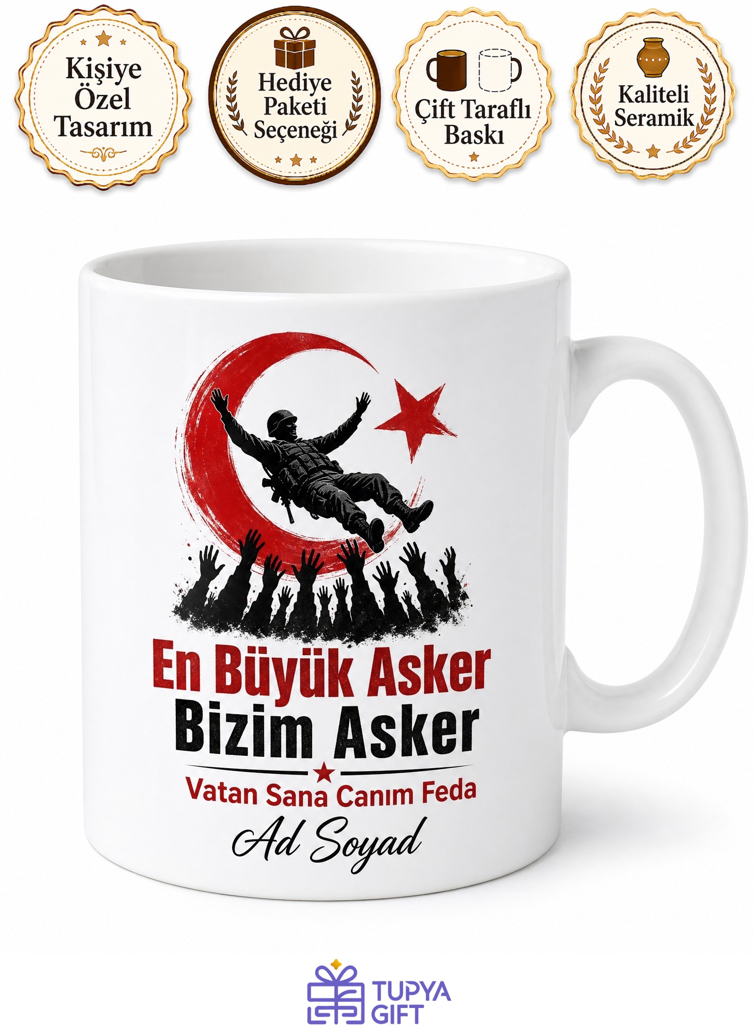 Asker Uğurlama Havaya Atılanlara En Büyük Asker Bizim Asker Kupa Bardak Hediye