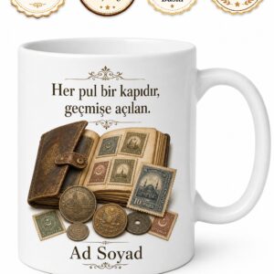 Koleksiyonere Pul Biriktirenlere Eski Para Ve Pul Koleksiyonu Temalı Kupa Bardak Hediye