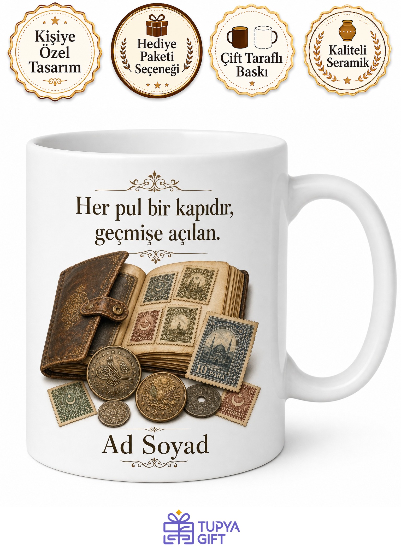 Koleksiyonere Pul Biriktirenlere Eski Para Ve Pul Koleksiyonu Temalı Kupa Bardak Hediye