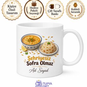 Arpa Yemeği Yiyenlere Arpa Şehriye Çorba Süsü Şehriyeli Pilav Kupa Hediye Bardak