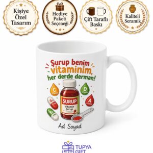 Şurup Kullananlara Özel Öksürük Şurubu Vitamin Çocuk İlacı Baskılı Kupa Hediye