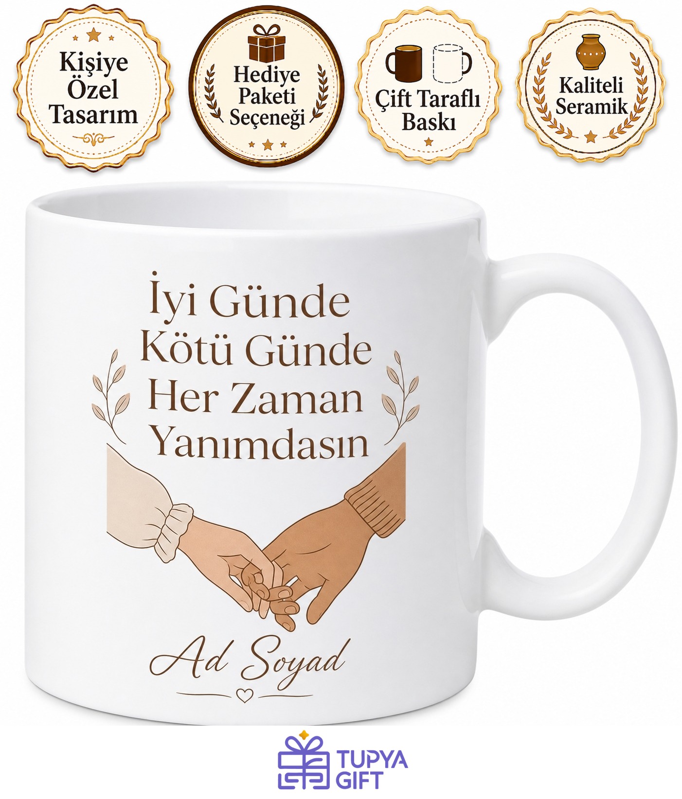 Dünya Dostluk Günü Hediye Kupa İyi Günde Kötü Günde Yanında Olanlara Bardak