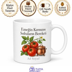 Kış Hazırlığı Salça Yapanlara Emeğin Rengi Kırmızı Domates Kupa Hediye Bardak