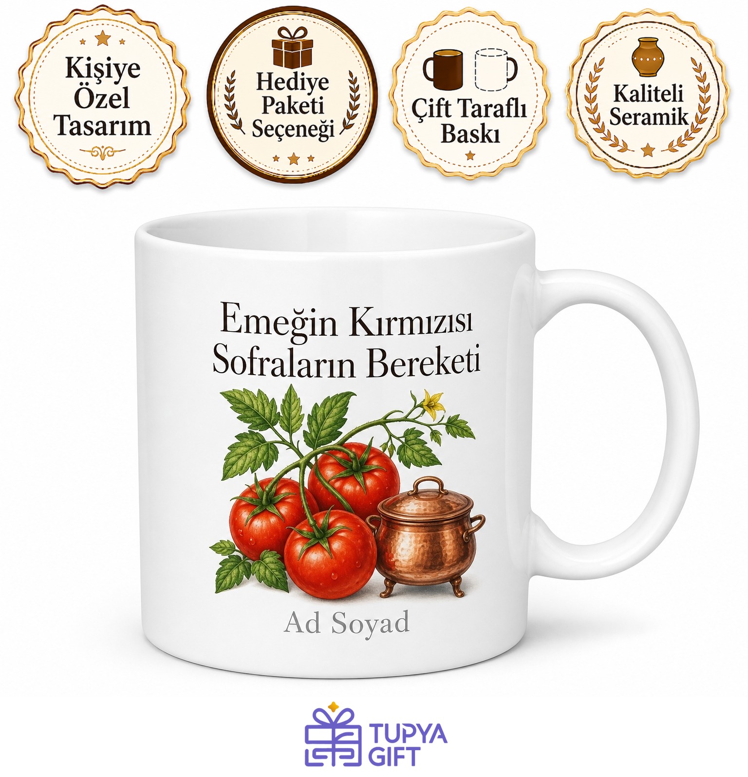 Kış Hazırlığı Salça Yapanlara Emeğin Rengi Kırmızı Domates Kupa Hediye Bardak