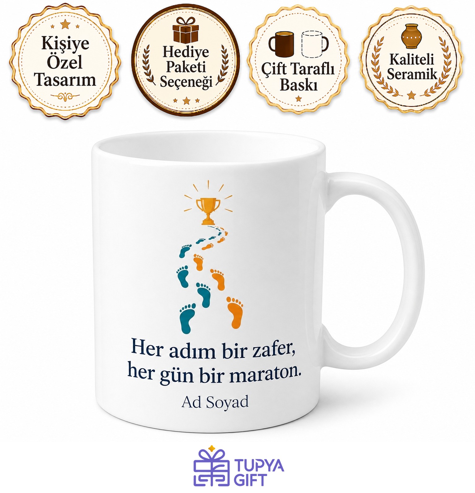 Günlük 10 Bin Adım Sporcu Ödülü Kupa Bardak Hediye Porselen Mug
