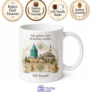 Konya Mevlana Türbesi Yeşil Kubbe Şems-i Tebrizi Ruhu Kupa Bardak Hediye
