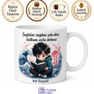 Manga Otaku Anime Sağdan Sola Okuma Japon Kültürü Baskılı Porselen Kupa Bardak Hediye