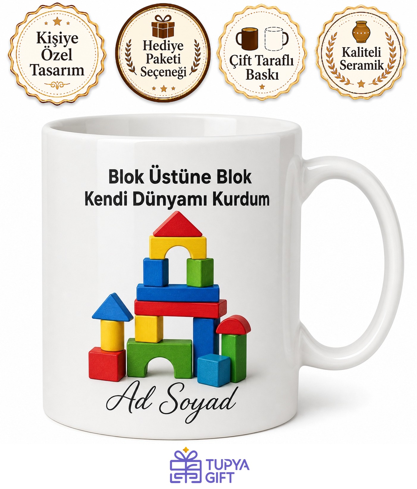 Lego Koleksiyoncusu Kupa Blok Üstüne Blok Kendi Dünyasını Kuran Hediye Bardak