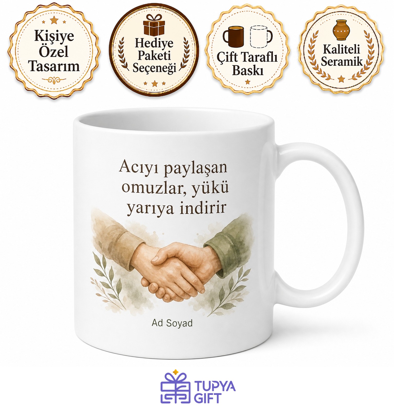 Cenaze Evinde Yemek Dağıtanlara Dayanışma ve Acıyı Paylaşma Hediye Kupa Bardak