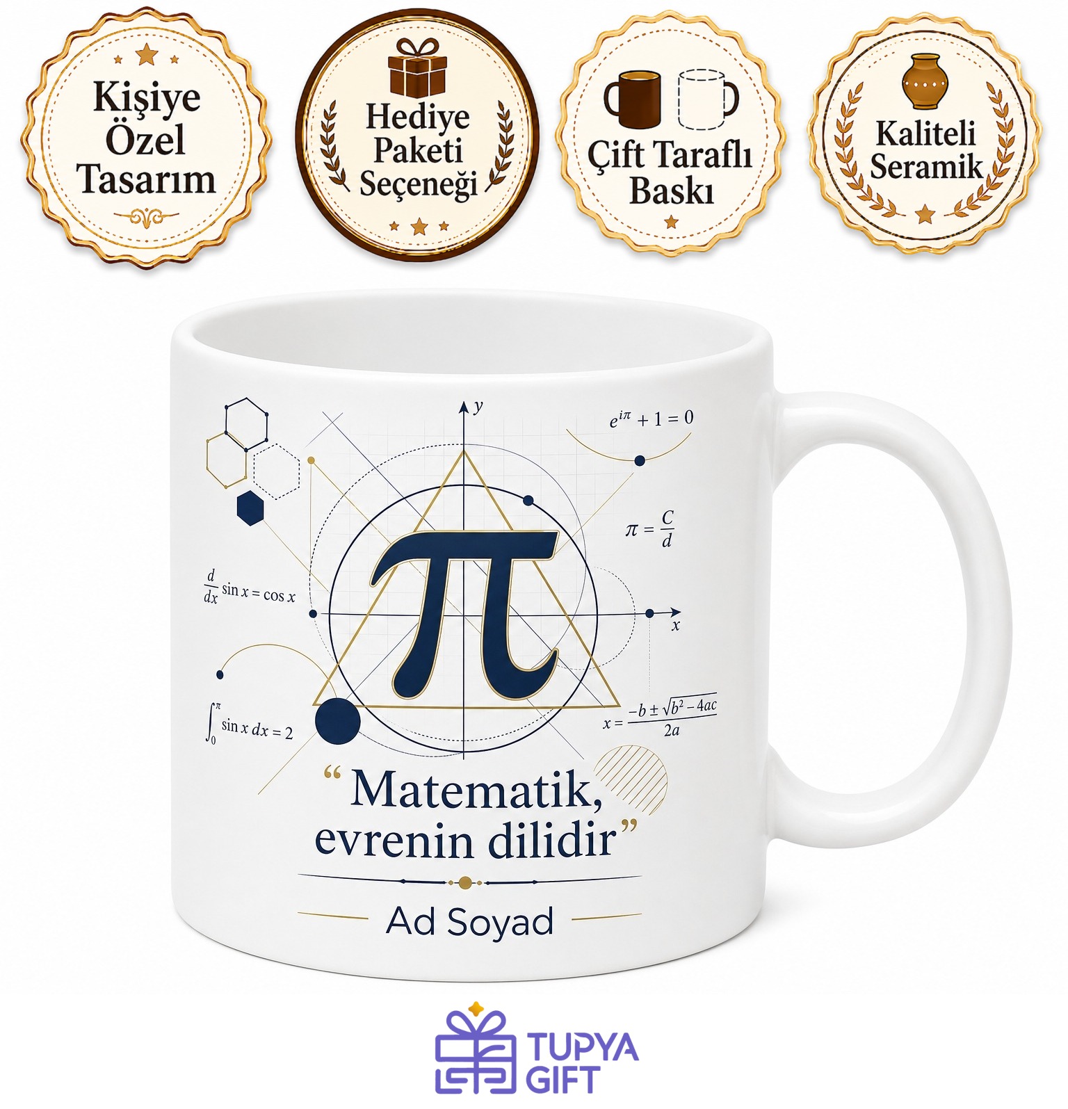 Matematikçiye Pi Sayısı Geometrik Formül Teorem Soyut Düşünce Hediye Kupa Bardak