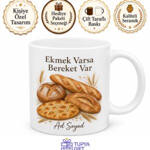 Ekmek Severler İçin Somun Ekmek Pide Ekşi Mayalı Ekmek Temalı Kupa Bardak Hediye