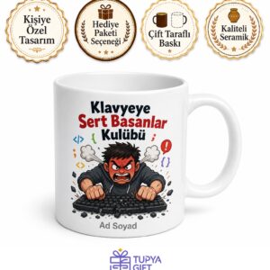 Klavyeye Sert Basan Sinirli Yazılımcı Stres Atma Kupası Hediye Bardak