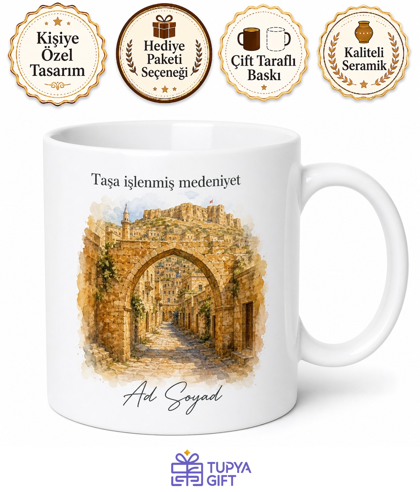 Mardin Dar Sokakları Abbariyerler Taş Evler Mezopotamya Kupa Bardak Hediye