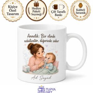 Nebülizatör Bebek Buhar Sesi Kupa Anne Hediye Baskılı Bardak Komik Kupa