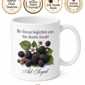 Böğürtlen Çayı İçenlere Meyve Çayı Kupa Bardak Hediye Porselen