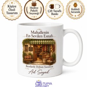 Mahallenin En Sevilen Esnafı Yazılı Bereketli Kazanç Kupası Hediye Bardak