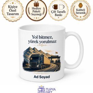 Tır Şoförüne Hediye Uzun Yol Lojistik Gümrük Kapısı Takograf Baskılı Porselen Kupa Bardak