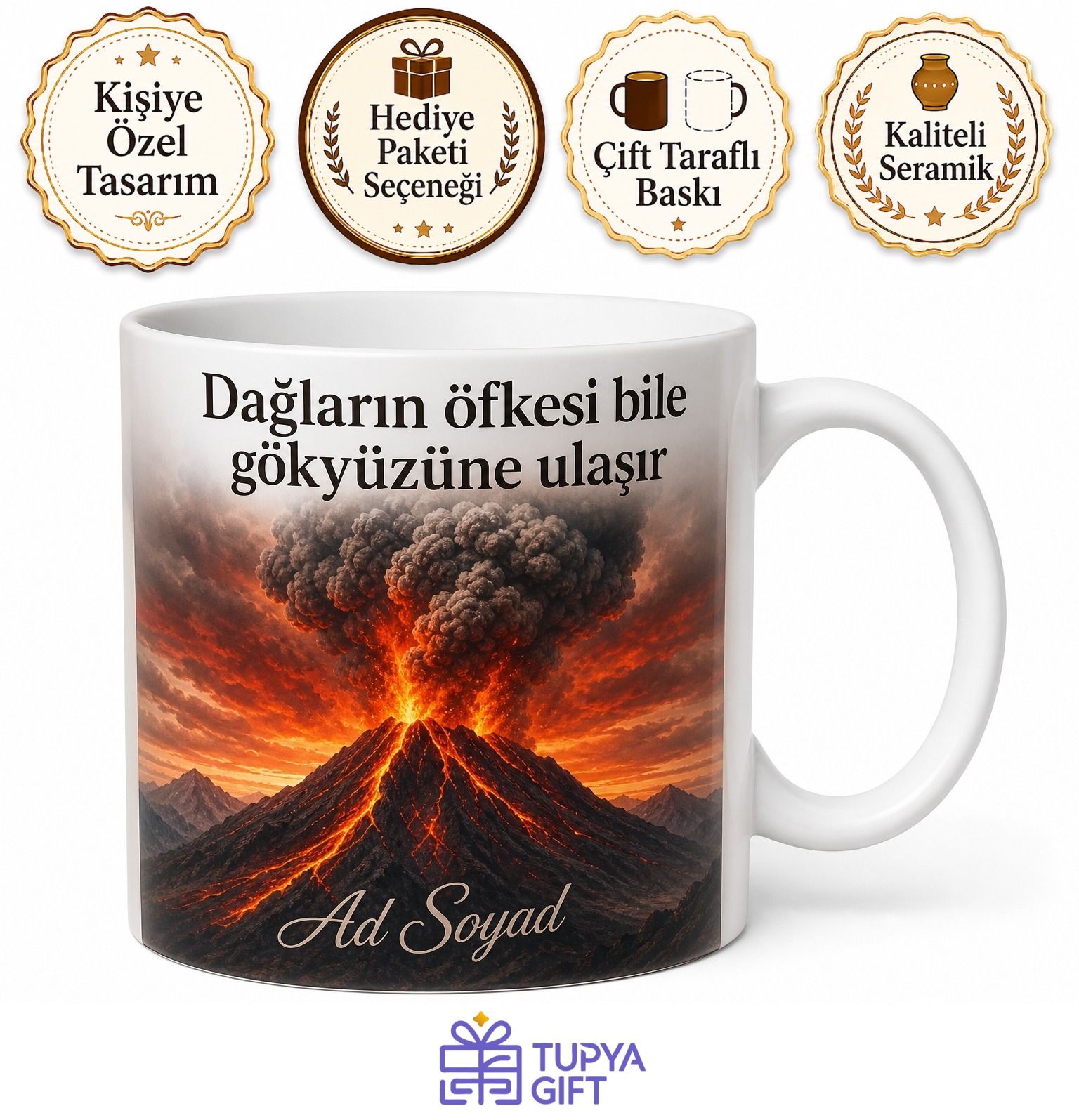 Yanardağ Gözlemcisi Aktif Volkan Magma Akıntısı Kül Bulutu Tehlikeli Doğa Kupa Hediye