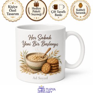 Yulaf Yemeği Yiyenlere Yulaf Ezmesi Yulaflı Kurabiye Fit Kahvaltı Kupa Bardak Hediye