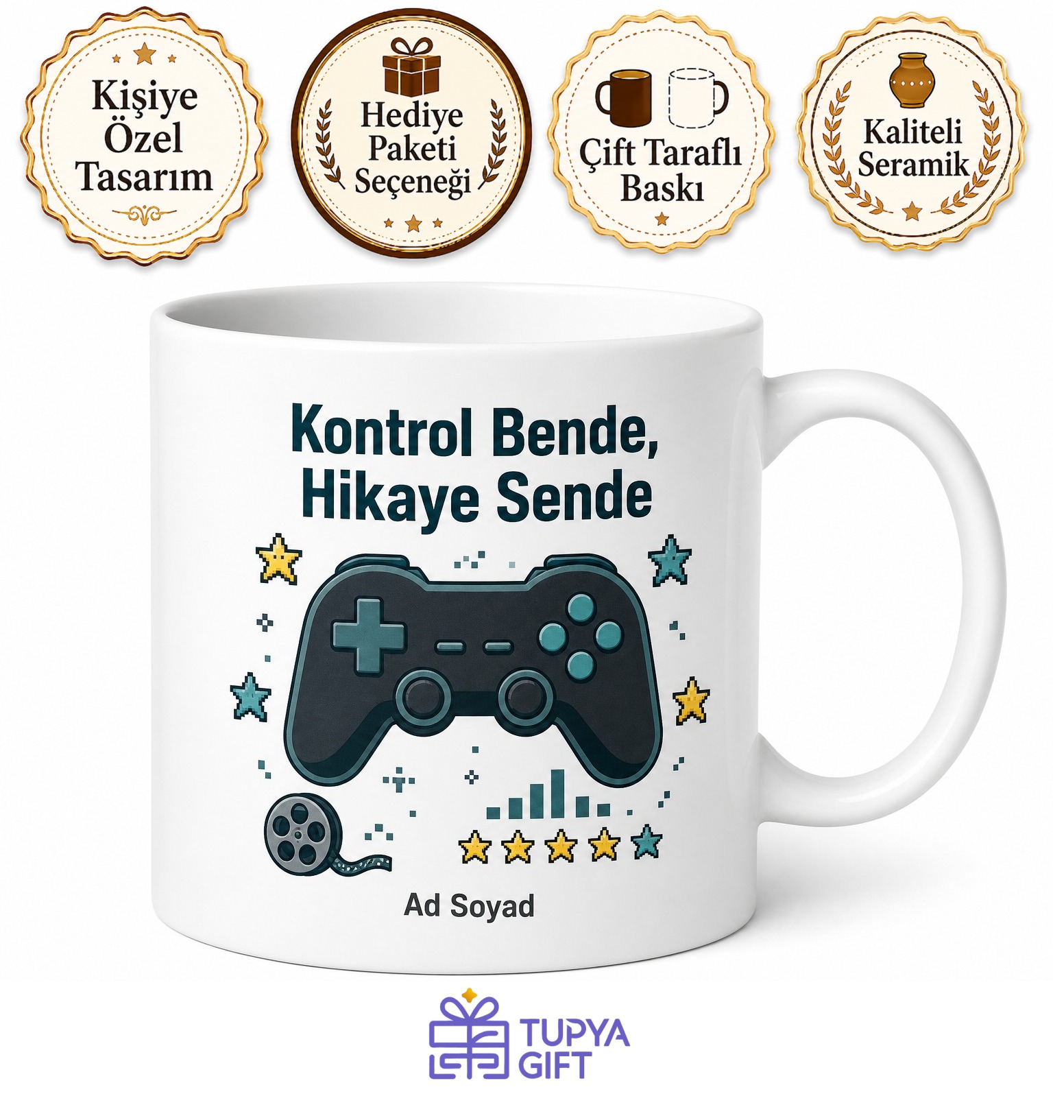 Oyun İnceleme Videosu Çekenlere Konsol Temalı Baskılı Porselen Kupa Bardak Hediye