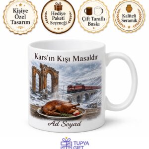 Kars Ani Harabeleri Doğu Ekspresi Kış Masalı Kaz Eti Baskılı Porselen Kupa Hediye Bardak