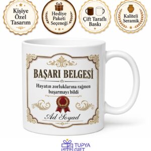 Diploma Tasarımlı Esprili Başarı Ve Mezuniyet Kutlaması Kupa Bardak Hediye
