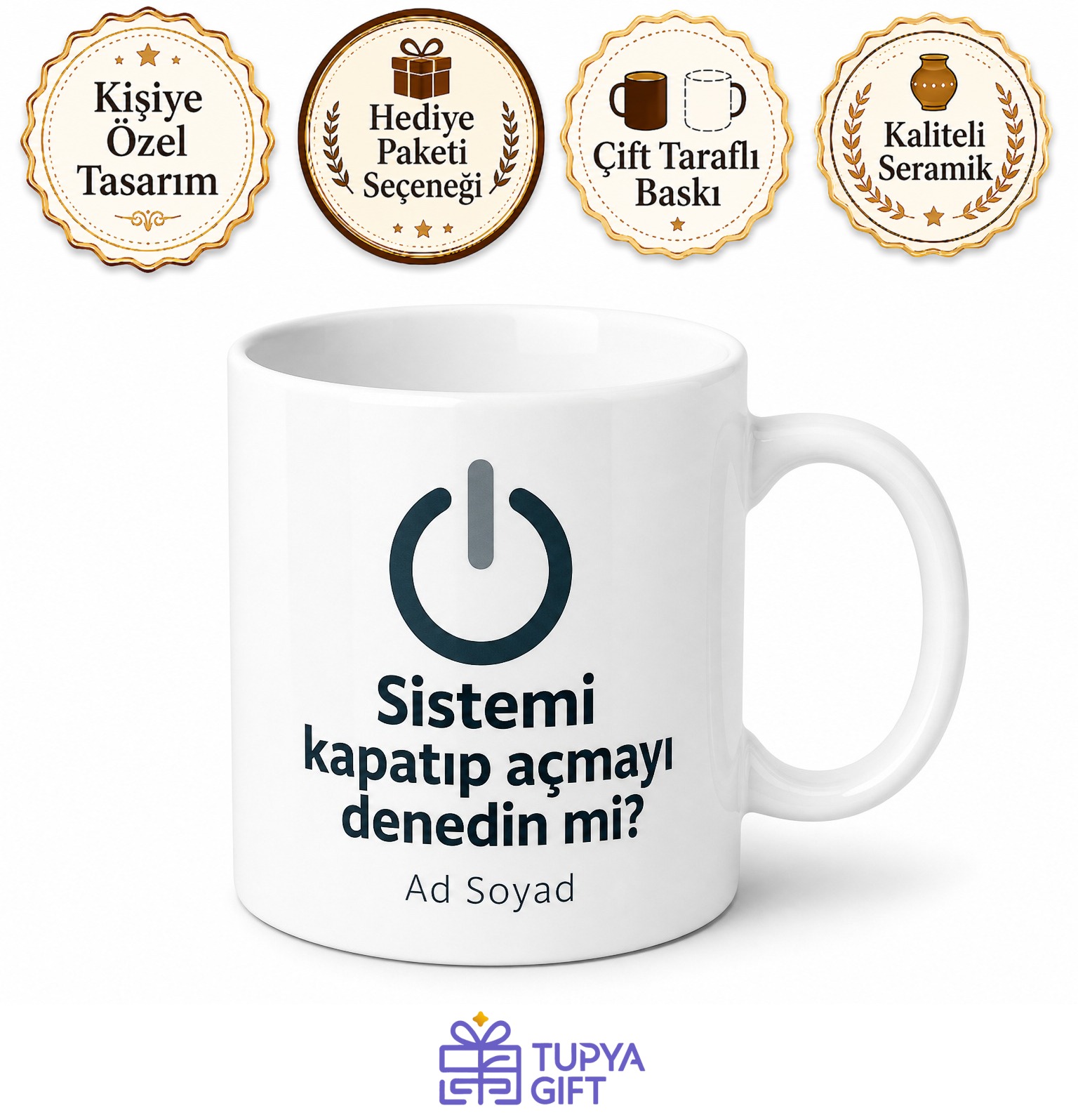 Bilgi İşlem Uzmanı Esprili Kupa Sistemi Kapat Aç IT Hediye Bardak