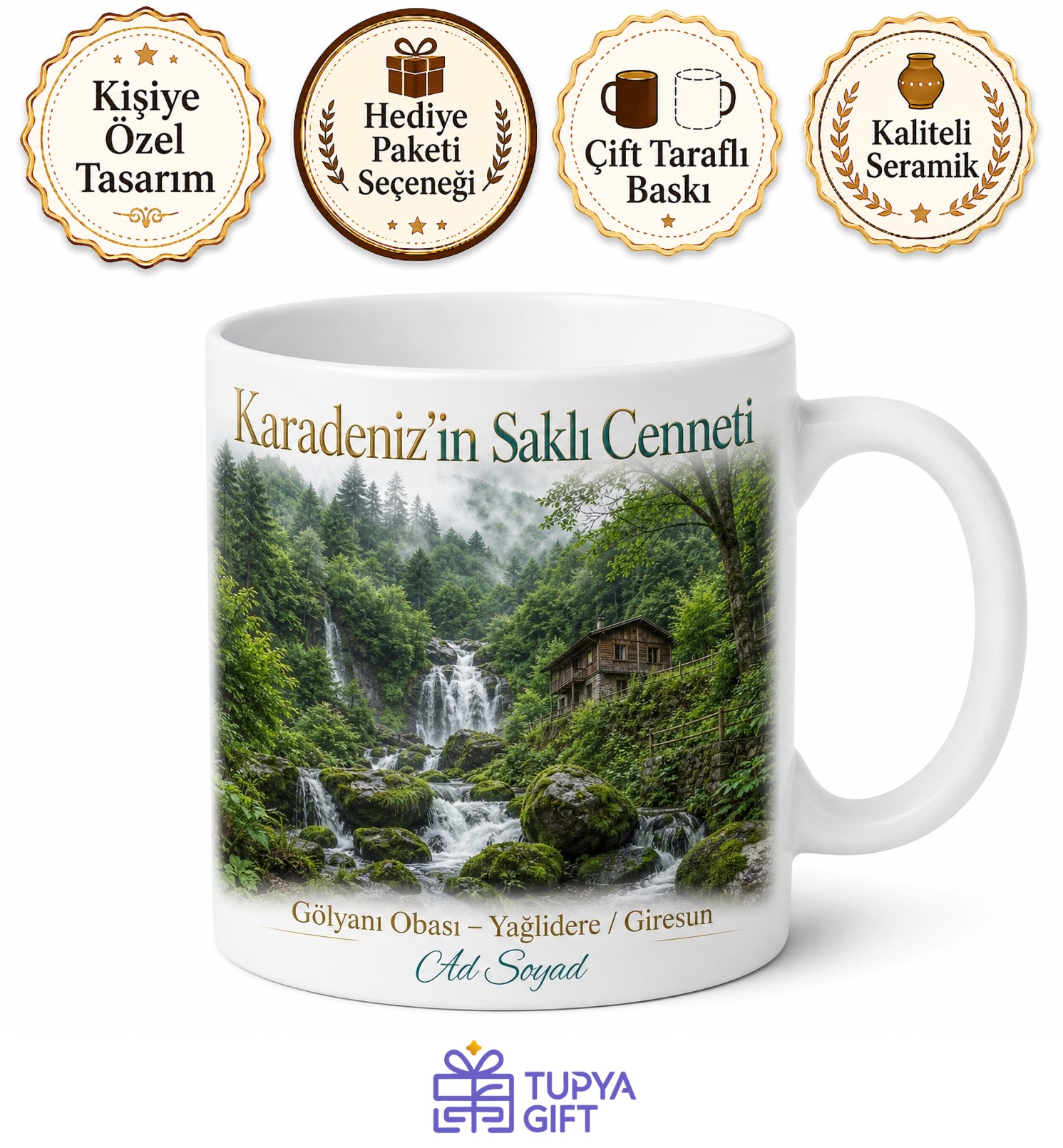 Giresun Yağlıdere Gölyanı Obası Şelaleler Karadeniz Saklı Cenneti Kupa Bardak Hediye
