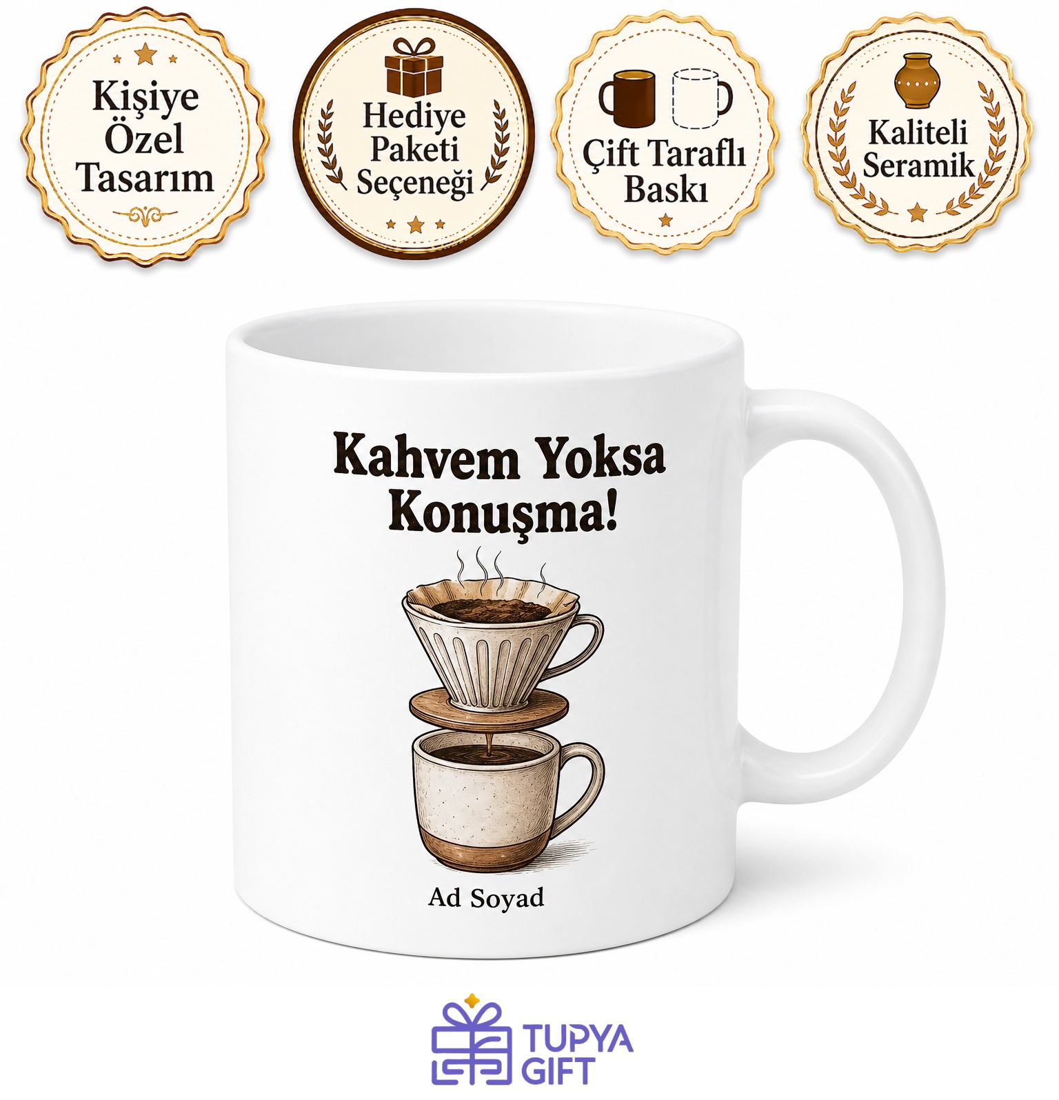 Filtre Kahvesiz Uyanamayanlara Sabah Şoku Kafein Bağımlısı Kupası Hediye