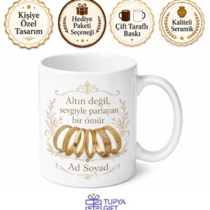 Altın Bilezik Geleneksel Gelin Düğün Takısı Yatırım Altın Temalı Kupa Bardak Hediye
