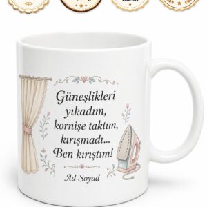 Güneşlik Yıkayan Annelere Kornişe Takma Derdi Kırışmayan Güneşlik Kupa Hediye