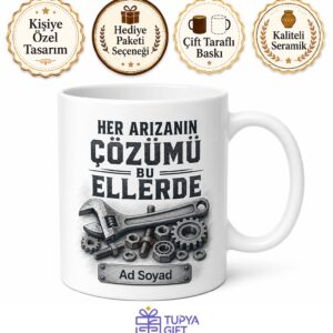 Tamirci Ustaya Arıza Tespiti İngiliz Anahtarı Çözüm Yedek Parça Tamir Atölyesi Kupa Hediye