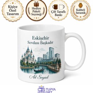 Eskişehir Tepebaşı Porsuk Çayı Sazova Parkı Modern Şehir Temalı Kupa Bardak Hediye