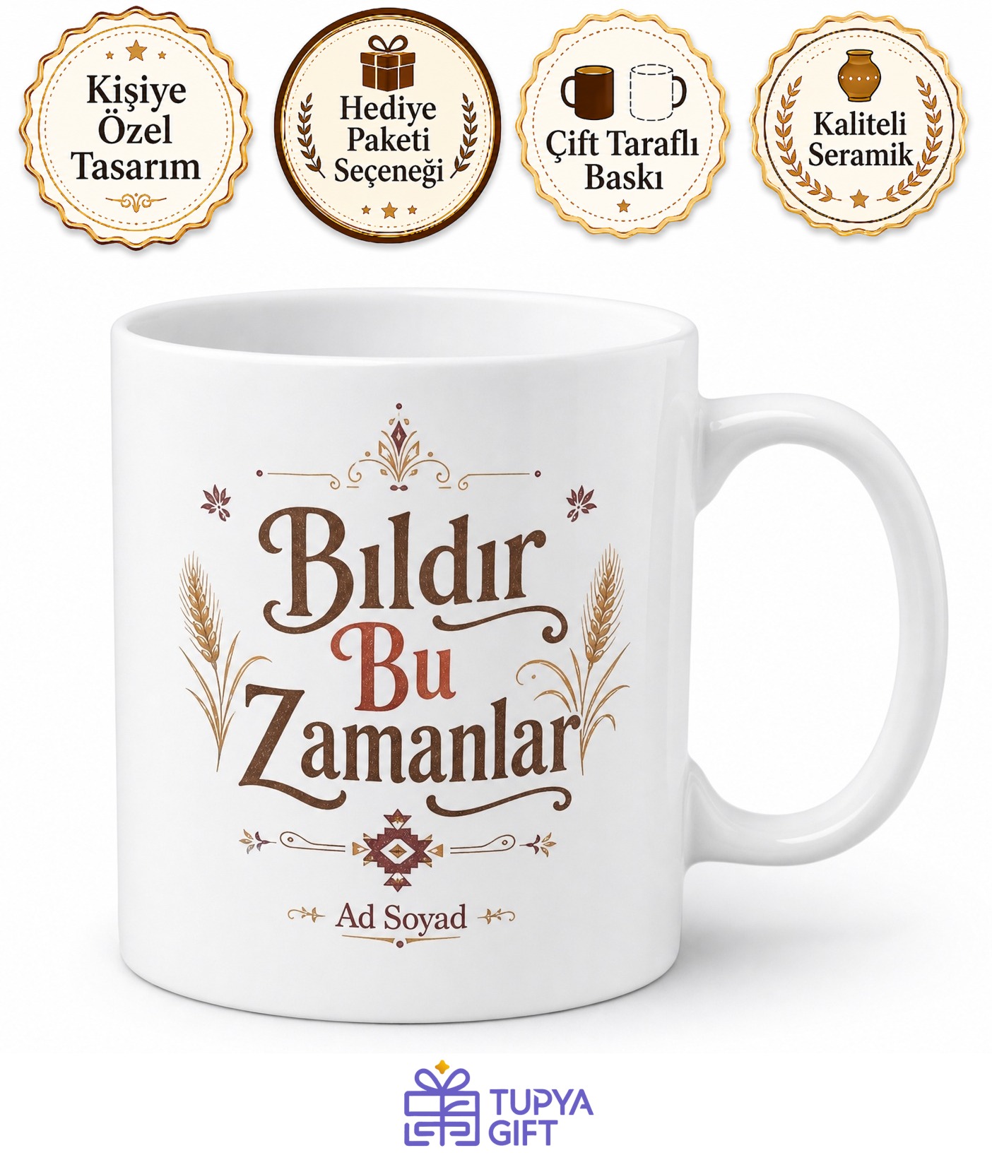 Bıldır Bu Zamanlar Yazılı Anadolu Ağzı Eski Zaman Hatırası Kupa Bardak Hediye