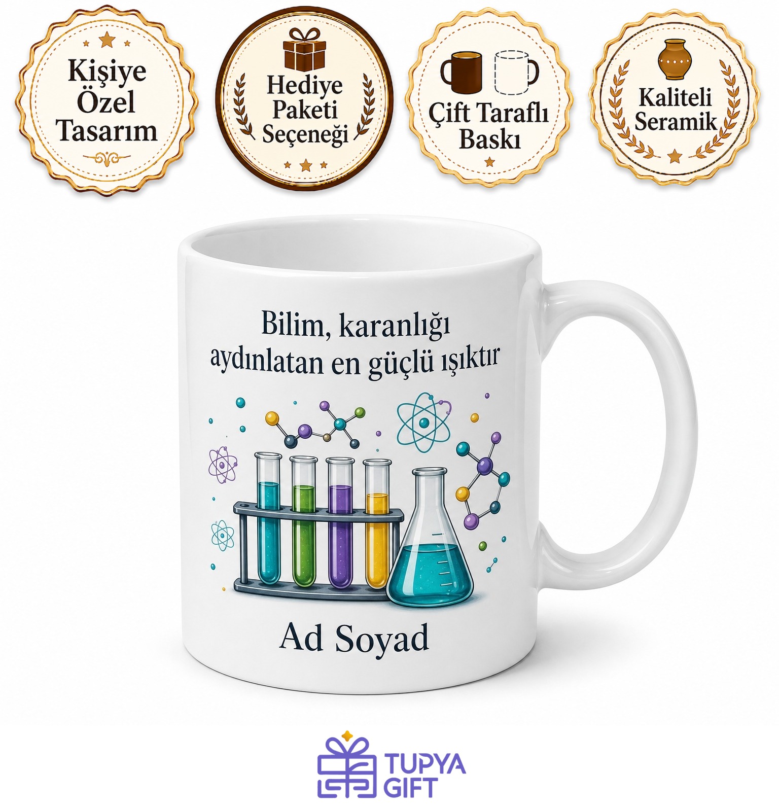 Dünya Laboratuvar Günü Hediye Kupa Deney Tüpleriyle Mucizeler Üretenlere Bardak
