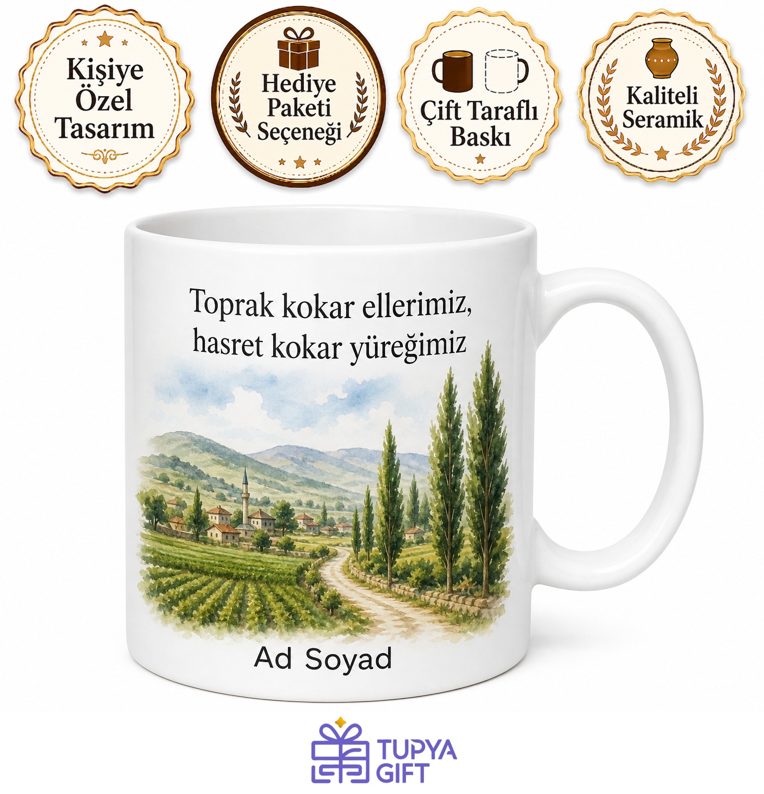 Tokat Yeşilyurt Doğal Güzellikler Tarım Alanları Memleket Özlemi Kırsal Sakinlik Kupa Bardak Hediye