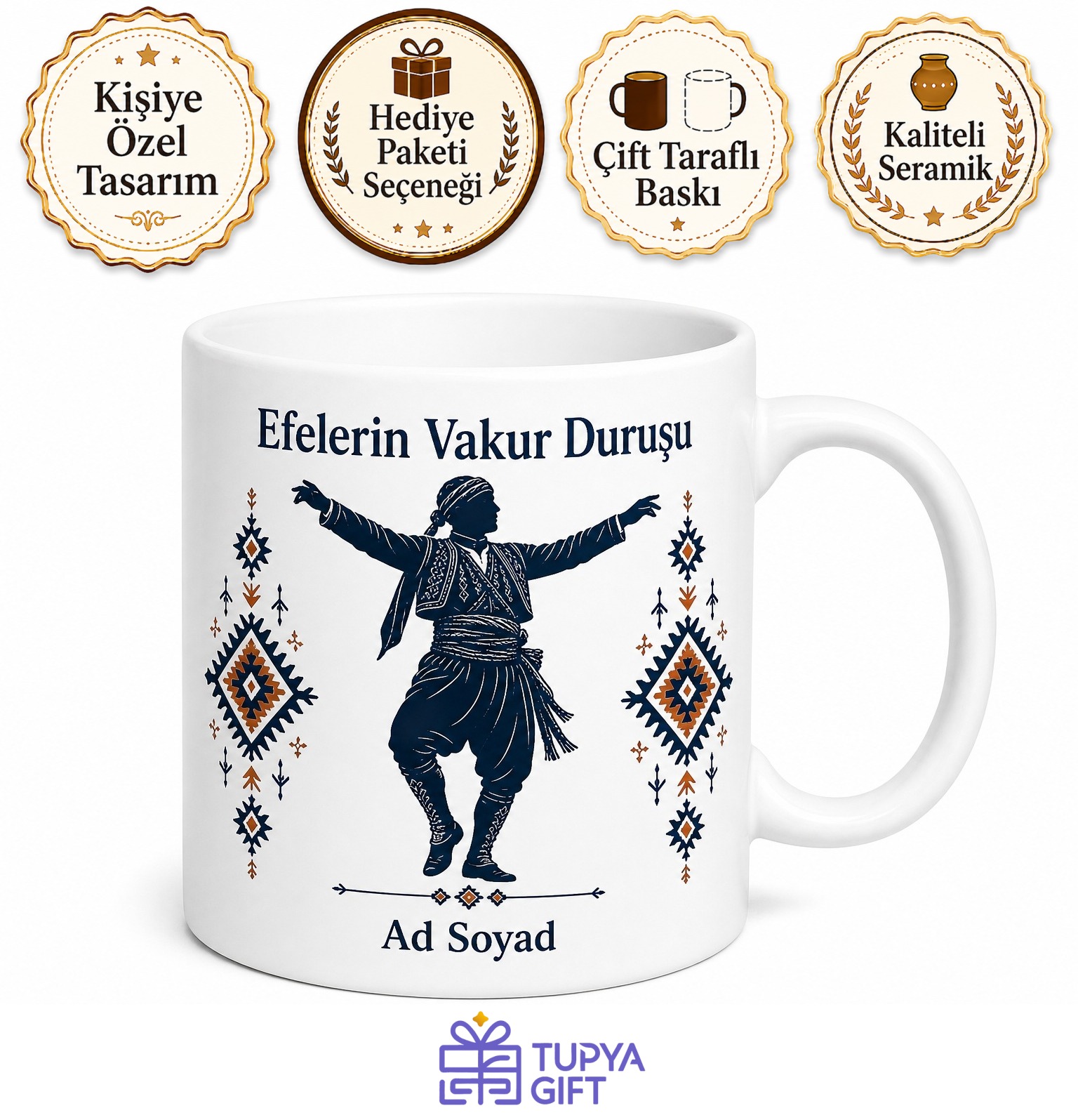 Aydın Harmandalı Zeybeği Efelerin Vakur Duruşu Ege Kahramanlık Oyunu Kupa Bardak Hediye
